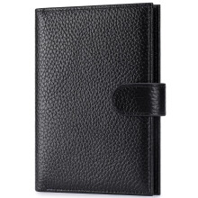 Travel Passport Holder Wallet for Women, RFID Blocking Leather, Card Slots, Black