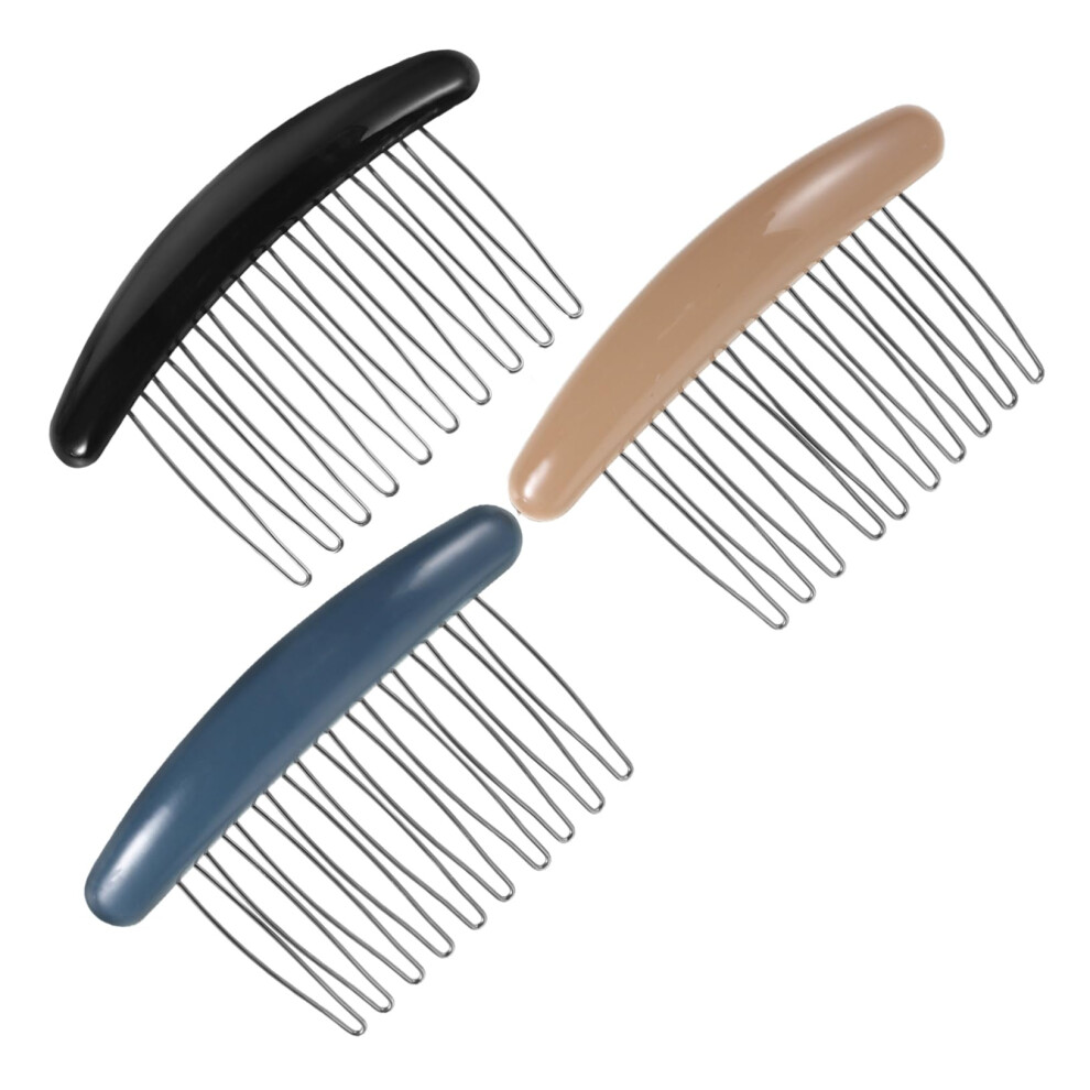 3pcs Vintage Plastic Hair Side Combs for Women, Lightweight Backcombing Styling for Bangs