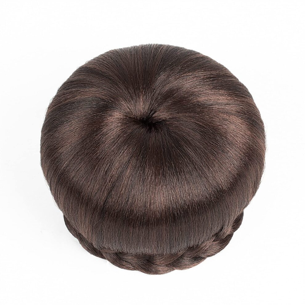 Hair Bun Extension with Braided Synthetic Fibers, Clip in Ponytail for Women, Heat Resistant S8233