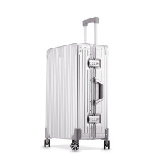 Hardside Carry On Luggage 20 Inch Aluminum Zipperless Suitcase with TSA Lock Spinner Wheels Silver