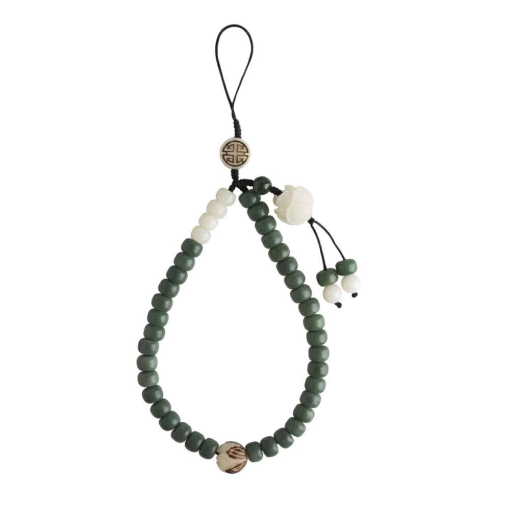 Chinese Style Jade Bodhi Phone Lanyard, Detachable Wrist Strap For Secure And Elegant Carry White 9330225924593