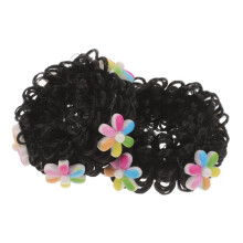 Girls Bun Hairpiece with Colorful Flower Decorations, Kids Hair Accessories 2 Pack for Performances