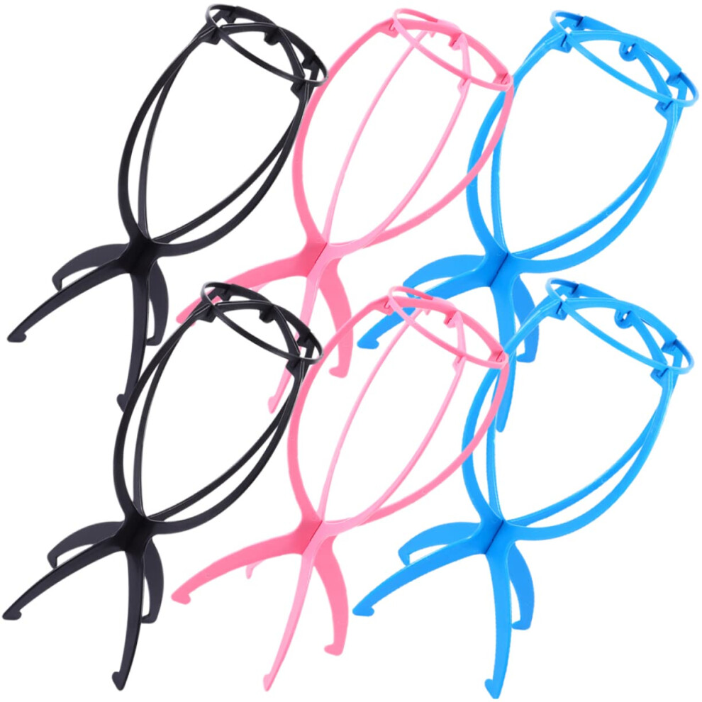 Unisex 6Pcs Folding Wig Stand For Fast Air Drying And Storage, Plastic Wig Holder For Home And Salon