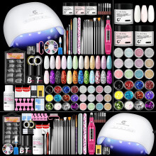 58pcs Acrylic Nail Kit for Beginners with Drill, UV Lamp and 24 Glitter Colors – Professional Set