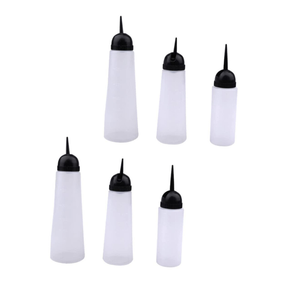 6pcs Hair Dye Applicator Bottle Set with Measurement Markings for Salon Hair Coloring