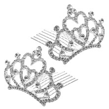 2pcs Rhinestone Tiara Comb for Girls Sparkling Princess Crown for Kids Dance and Birthday Wear