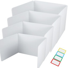 4 Pack Desk Privacy Dividers for Students Foldable Freestanding PVC Boards with Labels Reusable Classroom Test Panels