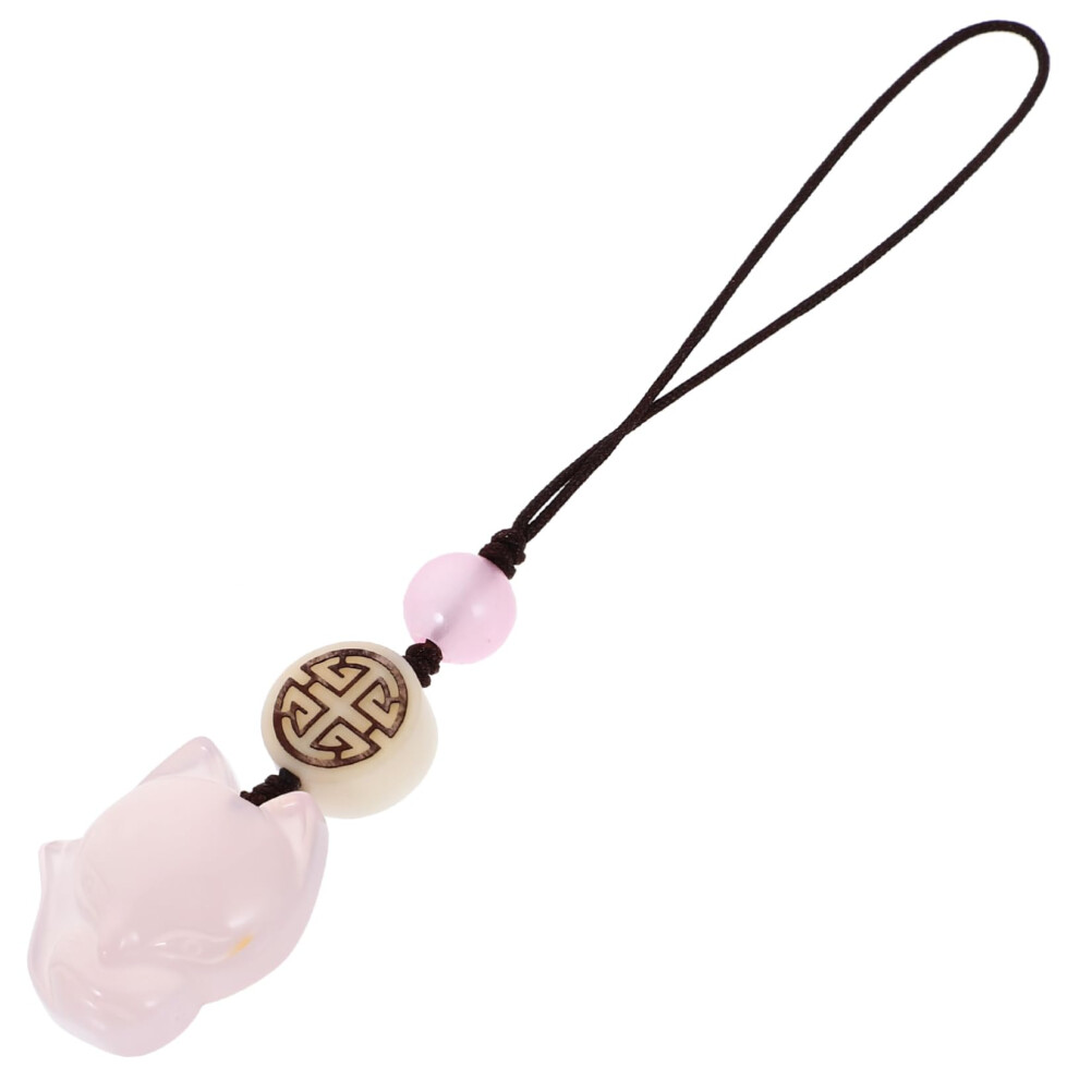 Beaded Phone Charm Strap With Natural Agate Fox Pendant, Phone Lanyard And Keychain For Women 9092120142235