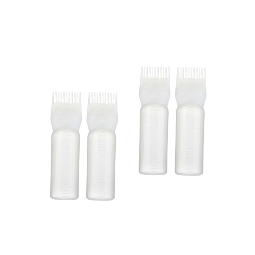 Hair Dye Applicator Bottle with Comb for Precise Root Touch Up and Even Color Distribution, 4pcs White