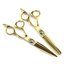 Hair Cutting Scissors 6 Inch Japanese Steel Ultra Sharp Ergonomic Hairdresser Barber Set Gold