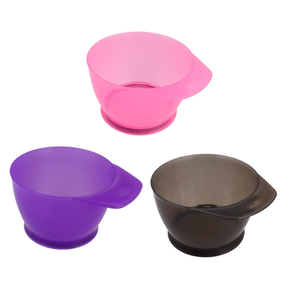 3pcs Durable Plastic Hair Dye Mixing Bowls with Ergonomic Handle for Salon and Home Use