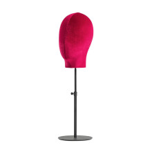 Adjustable Mannequin Head Stand for Wigs and Hats with Pinnable Velvet Head and Retractable Base