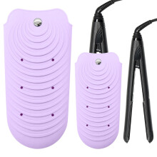 Heat Resistant Silicone Mat Pouch for Curling Irons, Flat Irons and Hair Straighteners, Purple L
