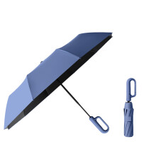 Compact Travel Umbrella, Automatic Open Close, UPF 50 UV, 10 Ribs, Sun and Rain, Carabiner Handle