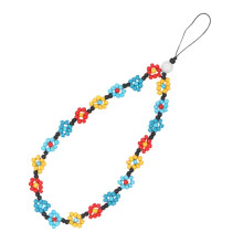 Beaded Phone Charm Wrist Strap AntiLoss Detachable Lanyard for Phones and Keys, Bohemian Rainbow
