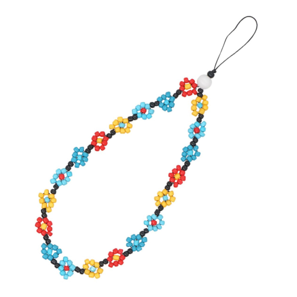 Beaded Phone Charm Wrist Strap Antiloss Detachable Lanyard For Phones And Keys, Bohemian Rainbow 9771547519430