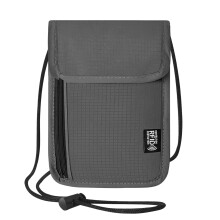 RFID Blocking Travel Neck Wallet and Passport Holder with Adjustable Strap, Lightweight Grey
