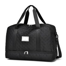 Travel Duffel Bag with Shoe Compartment, Carry On Duffel Bag for Men and Women, Black