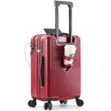 22 Inch Hardside Carry On Luggage, Airline Approved, Front Opening, Spinner Wheels, Red