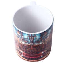 Tazza in ceramica con motivo libreria 3D, dimensioni 8,2x9,5 cm, resistente al calore, tazza da tè