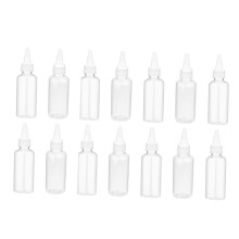 14pcs Clear Plastic Squeeze Bottles Set with Precise Tip for Liquids, Refillable Travel Size