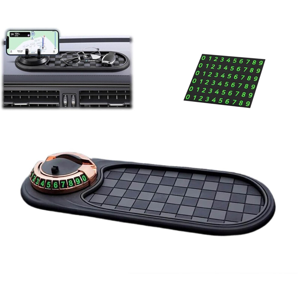 Car Phone Holder Nonslip Dashboard Mat 360 Rotatable Stand Temporary Parking Number Plate 2 Grey 9330225924739