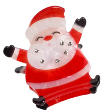 Christmas Hair Clip with Santa Claus Design Sparkling Rhinestone Accent Adjustable Acrylic Hairpin