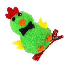 Green Plush Chicken Hair Clip Festive Hair Accessory for Kids and Adults Party Headwear