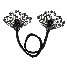 Hair Bun Maker Clip with Rotating Design for Long Hair, Secure Hold and Comfort, Black Floral