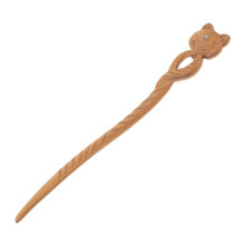 Green Sandalwood Hairpin with Elegant Fengjiu Pattern, Ancient Style Bun Holder for Long Hair