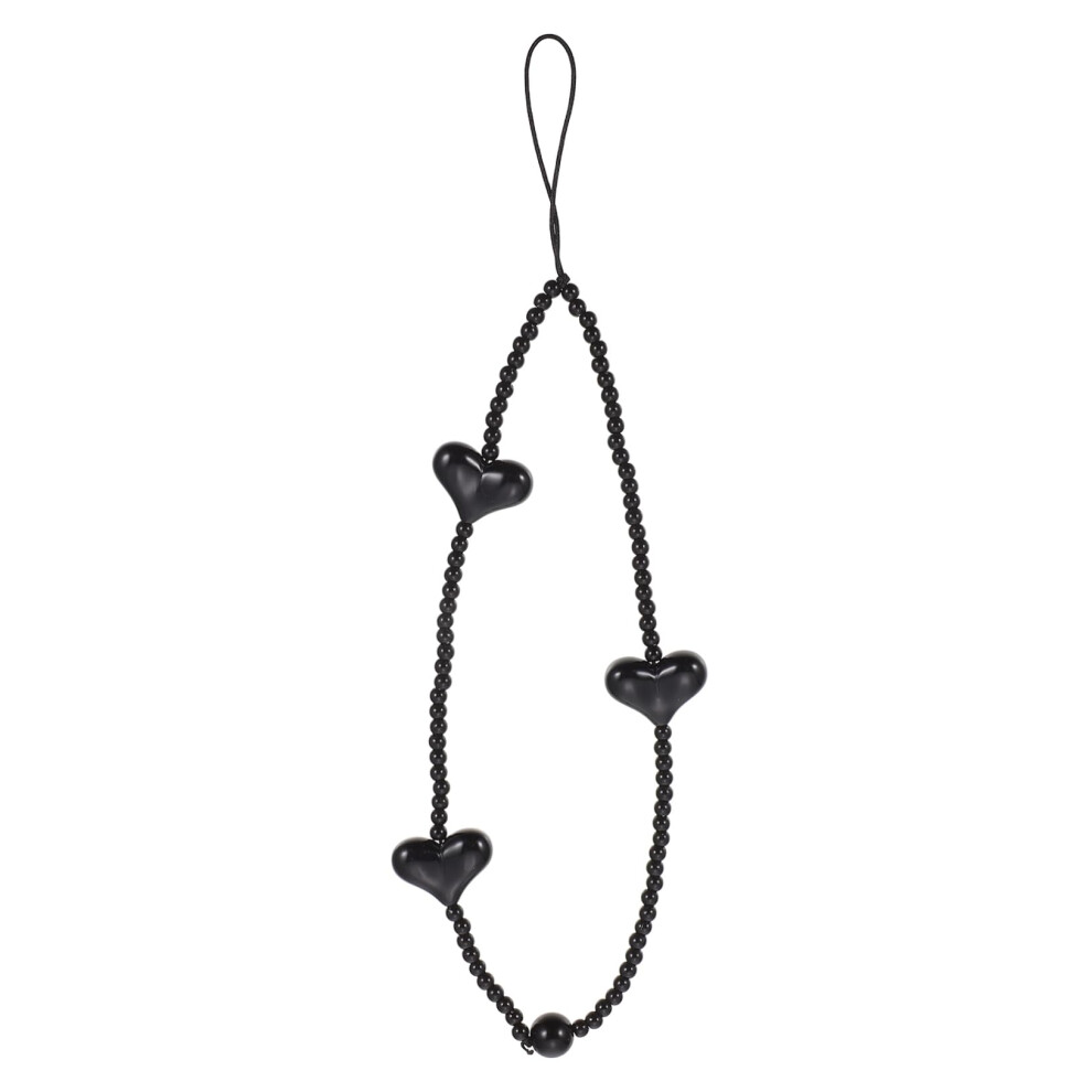 Detachable Phone Lanyard Wrist Strap, Pure Acrylic With Heart Charm, Adjustable For Phones Black 9073542657538