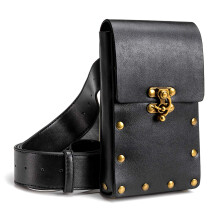 Steampunk Belt Bag Fanny Pack for Women, Studded Vegan Leather, Festival Travel, Brown, Size Black
