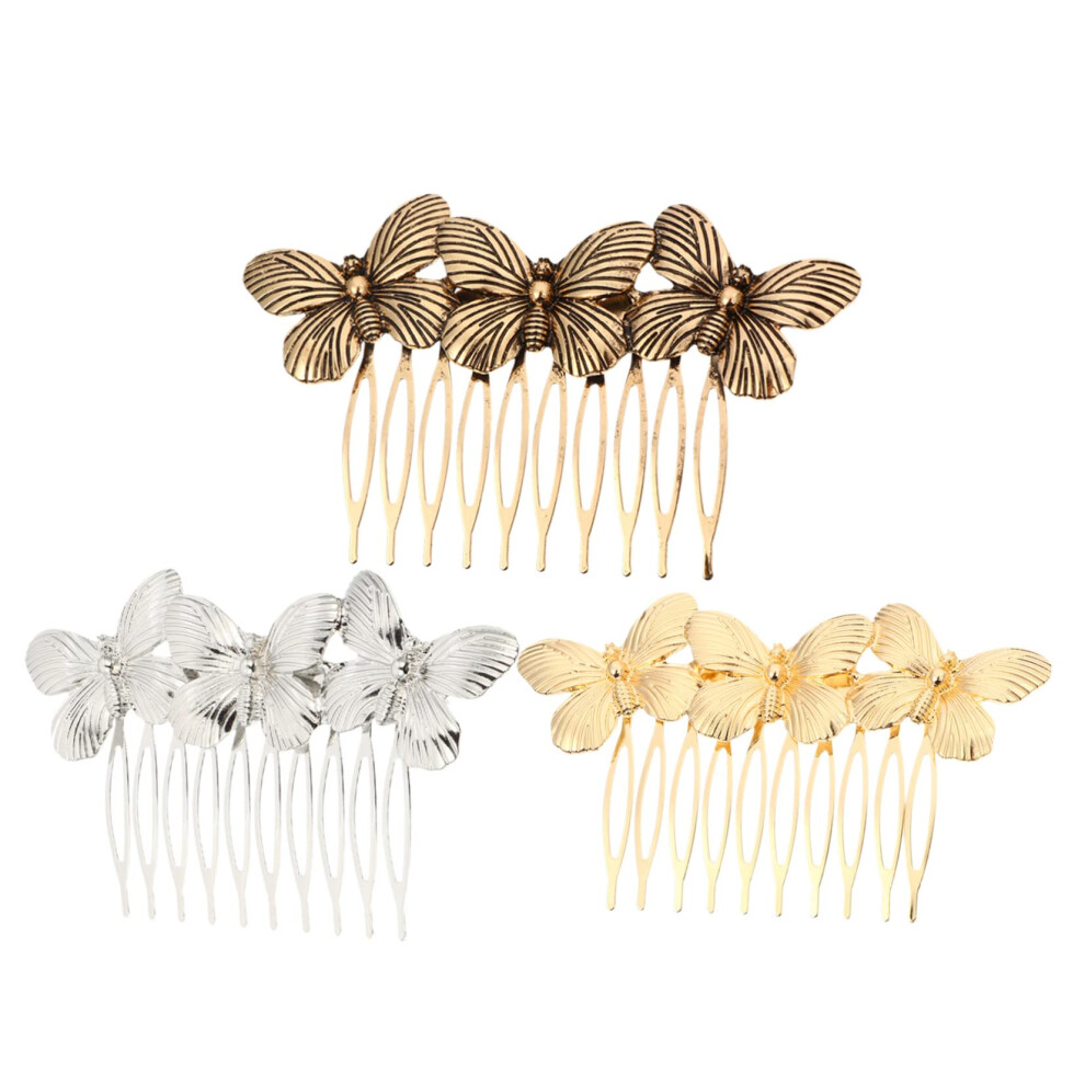 Vintage Butterfly Hair Comb for Women, Alloy Retro Side Comb for Wedding, Party and Bridal