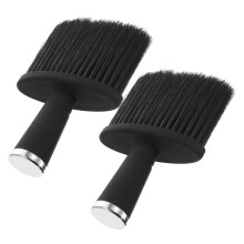 2 Pcs Professional Barber Neck Duster Brush Set Soft Bristles for Precise Hair Removal Black