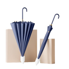 Windproof Automatic Umbrella Open and Close Large 2Person 16Rib Curved Handle Deep Sea Blue