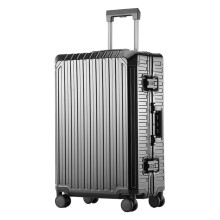 28 Inch Aluminum Luggage with Zipperless TSA Lock Spinner Wheels Hard Shell Checked Suitcase Black