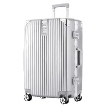 22 Inch Silver Carry On Luggage Spinner Suitcase, Lightweight Hard Shell with Double Wheels for Travel