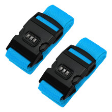 Luggage Straps with TSA Approved Combination Lock, Adjustable for Suitcases, 2 Pack, Light Blue