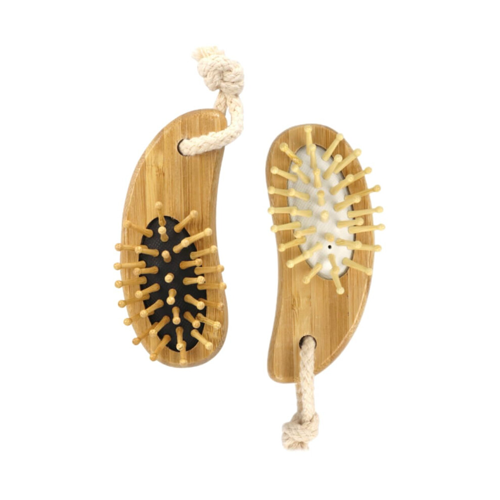 Wooden Hair Brush and Massage Comb Set with Durable Detangling Teeth for Comfortable Scalp Care