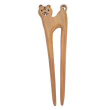Wood Hair Fork for Women Sandalwood Tiger Design Hair Stick Secure Hold for Bun and Updo Styles