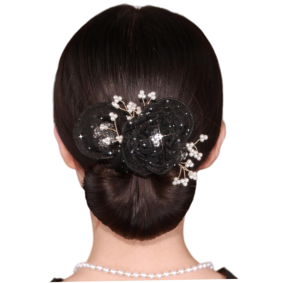 Hair Bun Maker with Pearl and Flower Decoration, Flexible French Twist Tool for Easy Updos