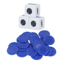 Robustes Acrylic-Linksdreher und Recht-Dreher Spielset mit 3 Würfeln & 24 Chips