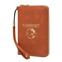 RFID Blocking Passport Holder, Waterproof PU Travel Passport Wallet for Cards and Cash