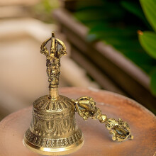 Handmade Bronze Tibetan Meditation Bell and Dorje Set for Home and Travel 4.1 x 2.5 x 2.5 Inches