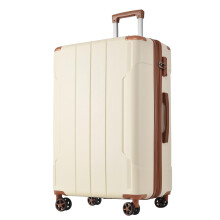 28 inch Spinner Suitcase, Checked Hardside, Expandable with TSA Lock, Brown White
