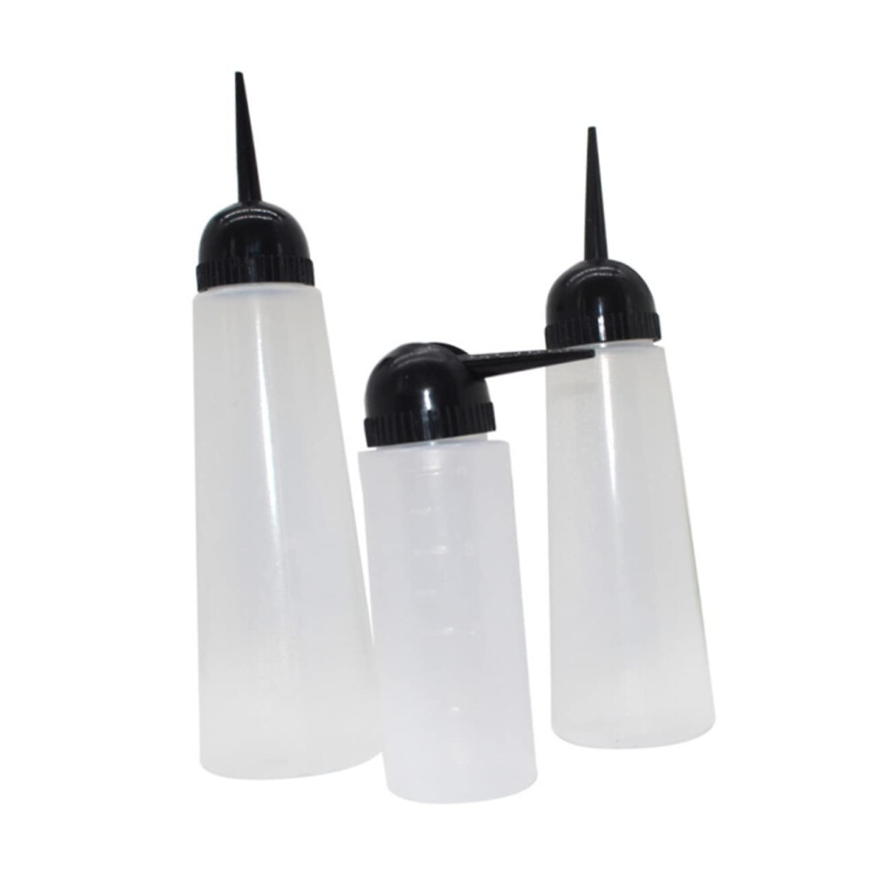 5pcs Refillable Hair Dye Bottles with Angled Nozzle for Precise Color Application and Salon Use