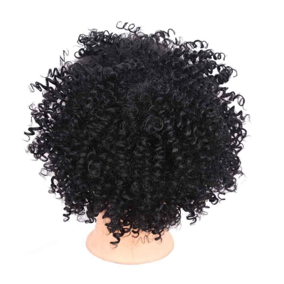 8 Inch Kinky Curly Chignon Drawstring Ponytail Hairpiece for Women Black Synthetic Bun Extension
