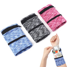 3 Pcs Wrist Wallet Sweatband with Zipper Pocket, Soft Elastic for Running, Holds Keys Cards Cash