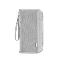 Passport Holder Wallet RFID Blocking Family Travel Document Organizer Waterproof Grey 25x2.5x14cm