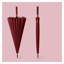 Large Windproof Umbrella Automatic Open, 24/16 Rib Long Handle Straight for Men and Women (F)